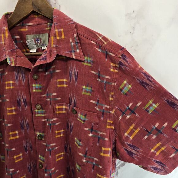 The Territory Ahead Shirt Mens Medium Red Button Up Short Sleeve Retro Vtg - Picture 9 of 11